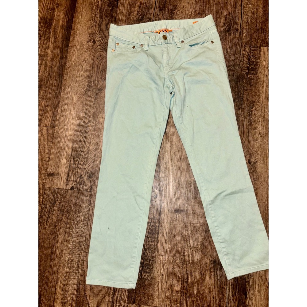 Tory Burch Alexa Cropped Skinny Pants Mint Green Size 26 Ankle Chino